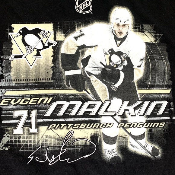 Vintage {NHL} 🏒71 Evgeni Malkin NHL Lg Tee Pittsbu Penguins 🐧 - Picture 5 of 9
